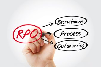 RPO - Recruitment Process Outsourcing acronym with marker, concept background